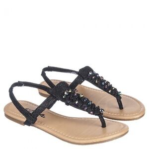 Girls Soda Silky Black Strap Sandals NEW Size 1 US!